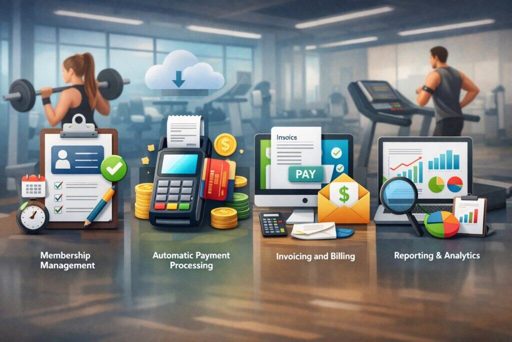 Core components of an automated billing system for gyms