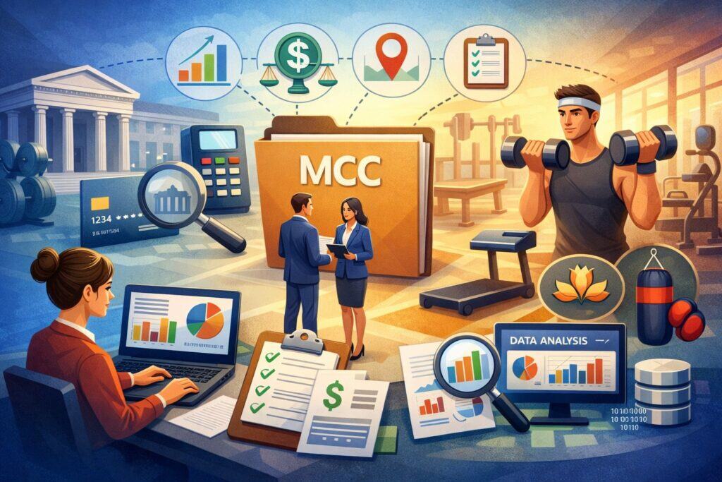 Who assigns gym MCCs and what data determines the classification?