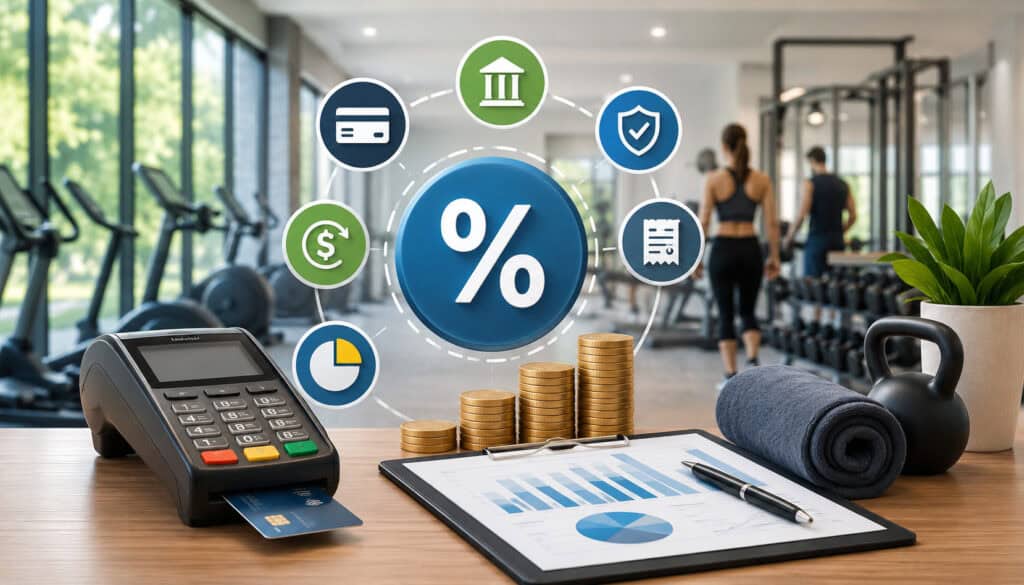 Fitness studio payment processing fees illustration