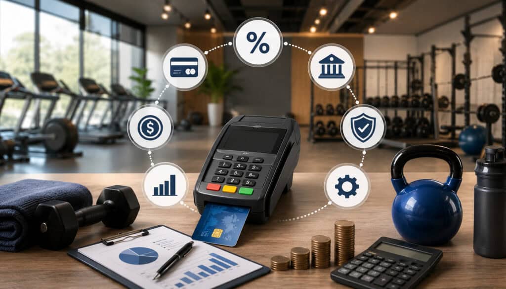 Fitness studio merchant account payment processing illustration