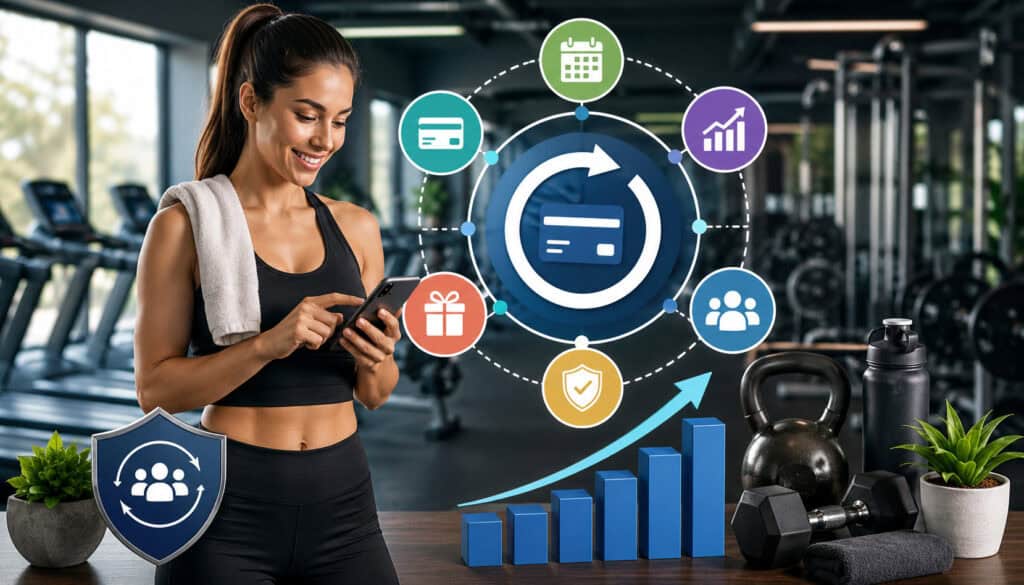 Gym recurring billing and member retention illustration