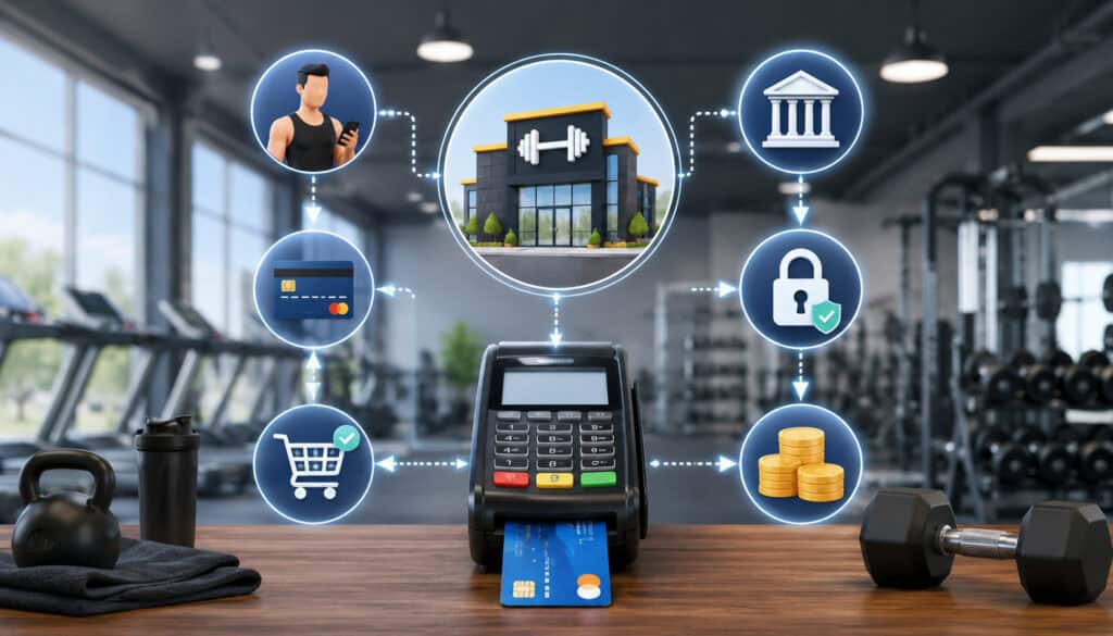 Gym merchant account payment illustration