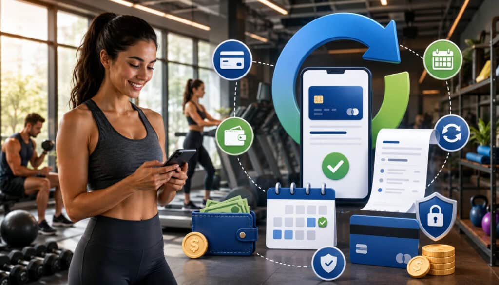 Fitness member managing recurring gym billing online
