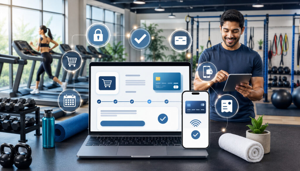 Online checkout system for fitness businesses