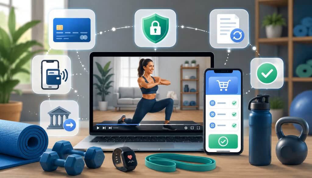 Online fitness payment methods illustration