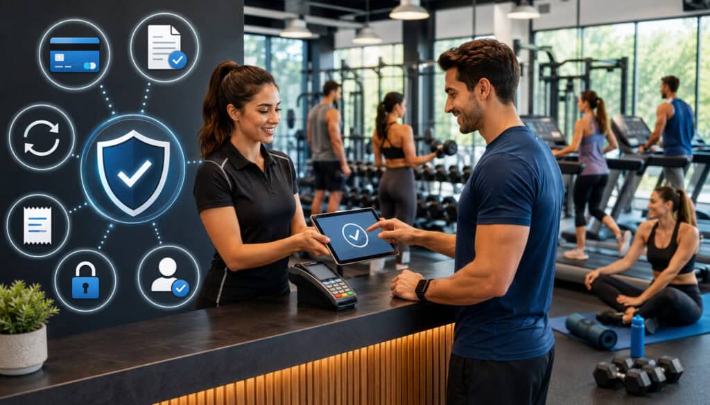 Clear gym payment authorization process for secure membership billing