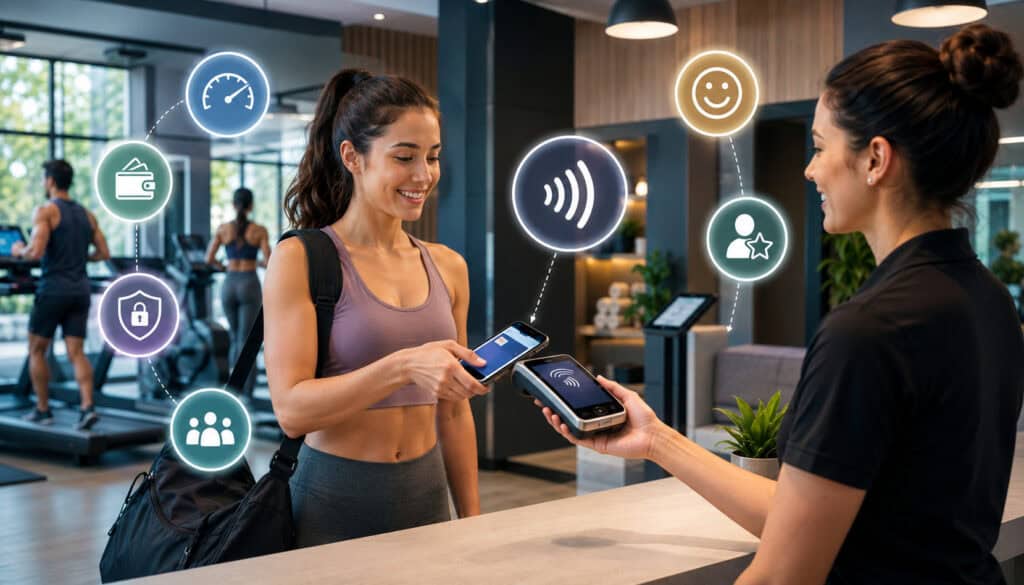 Mobile wallet payment at gym checkout