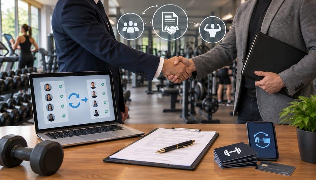 Gym acquisition with membership contract transfer and assignment rights