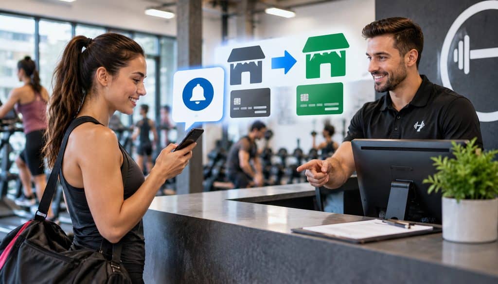 Gym member receiving notice of updated billing entity and card descriptor